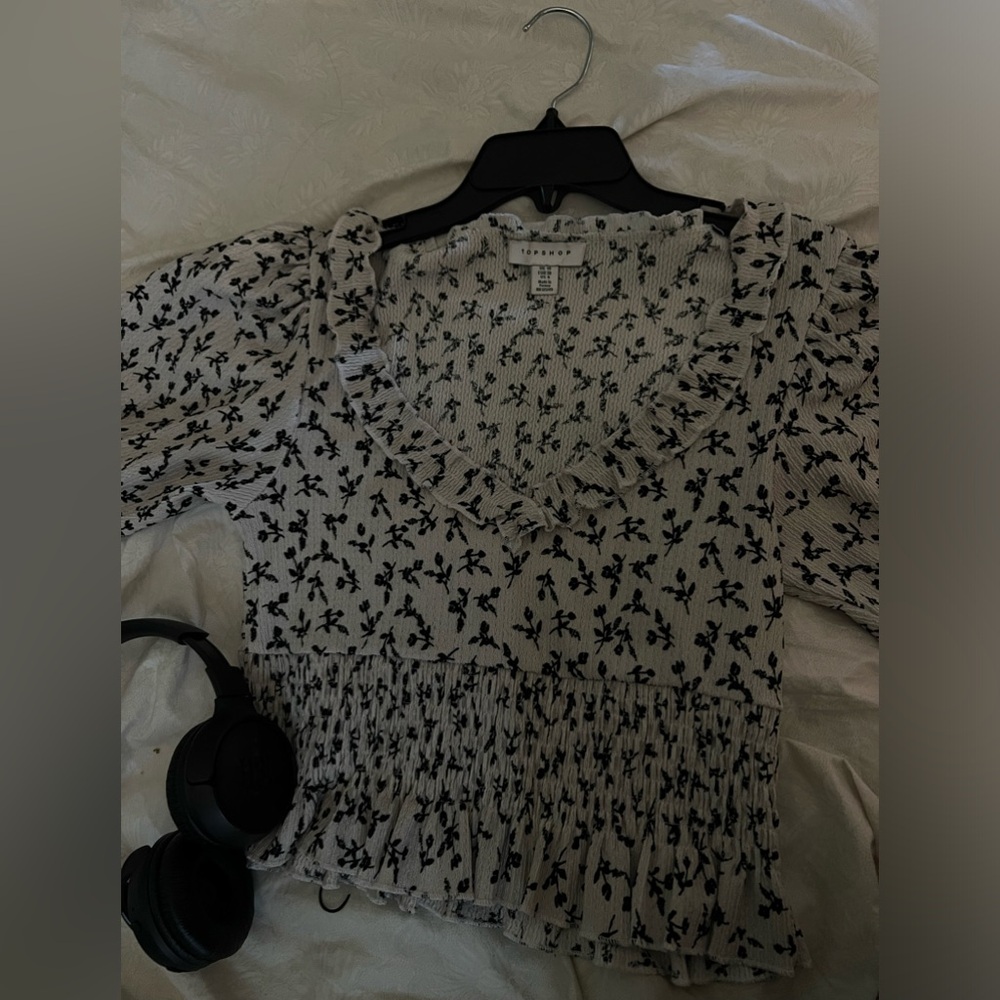 TOP SHOP WOMENS BLOUSE CROP TOP 🍒🥀🖤